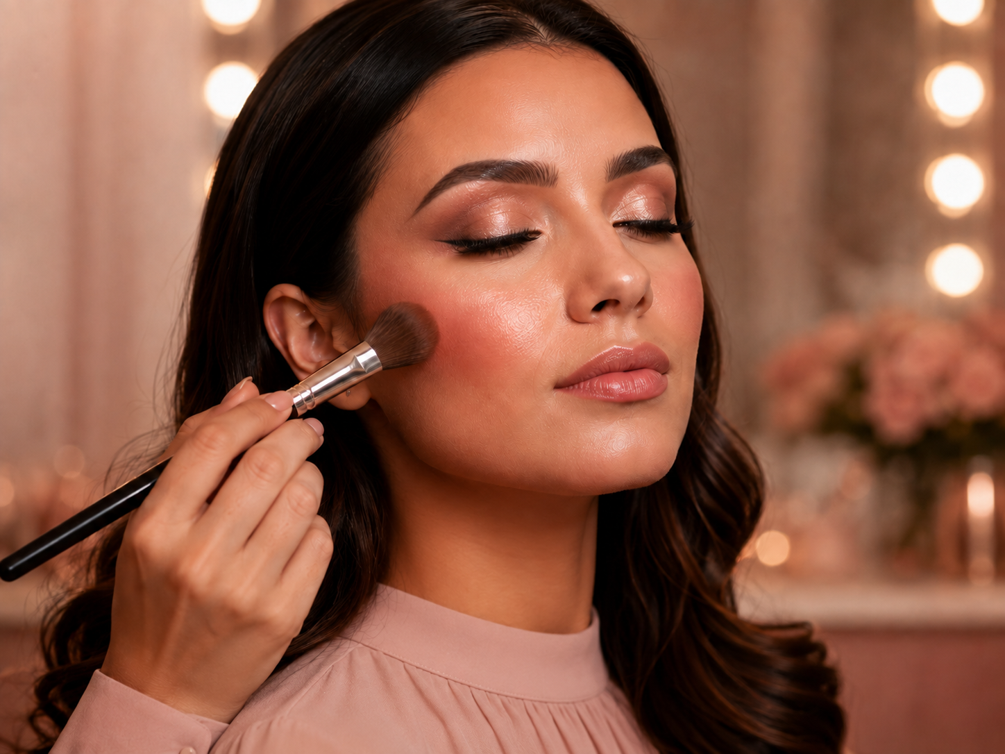 Makeup being applied to a client