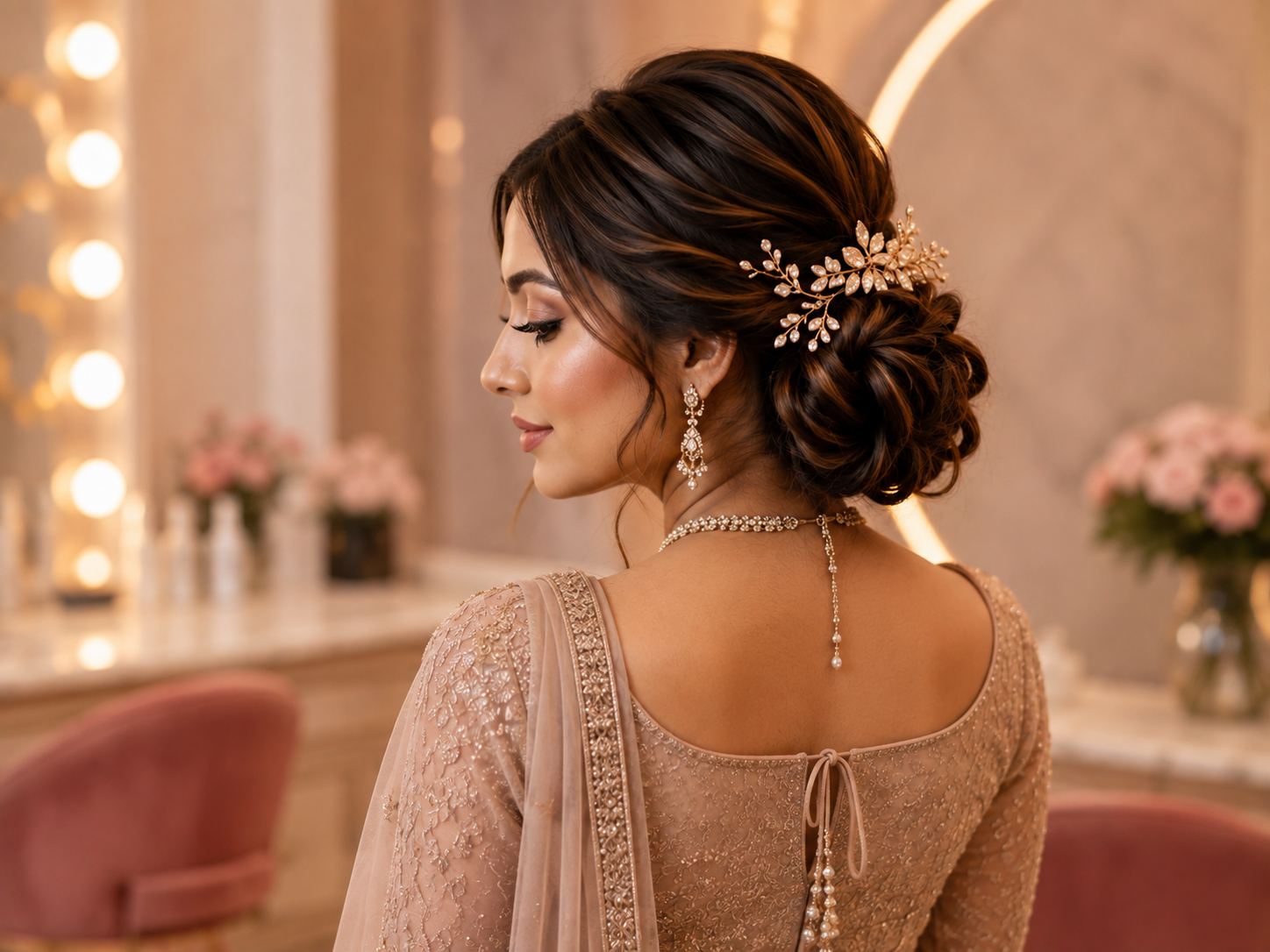 Elegant bridal hair styling
