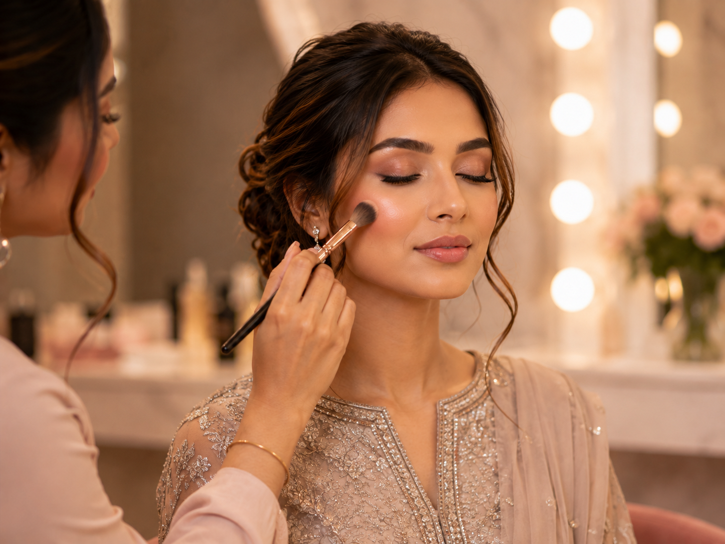 Makeup being applied to a client